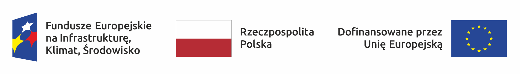 Logo Funduszy Europejskich na Infrastrukturę, Klimat, Środowisko, Rzeczypospolitej Polskiej i Unii Europejskiej